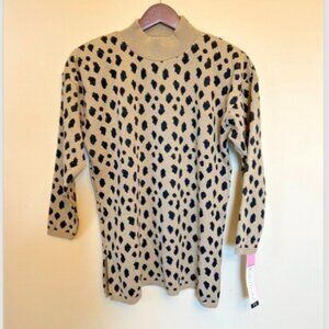 NWT Karen Lessly Women's Leopard 3/4 Sleeve Top Brown Size PS